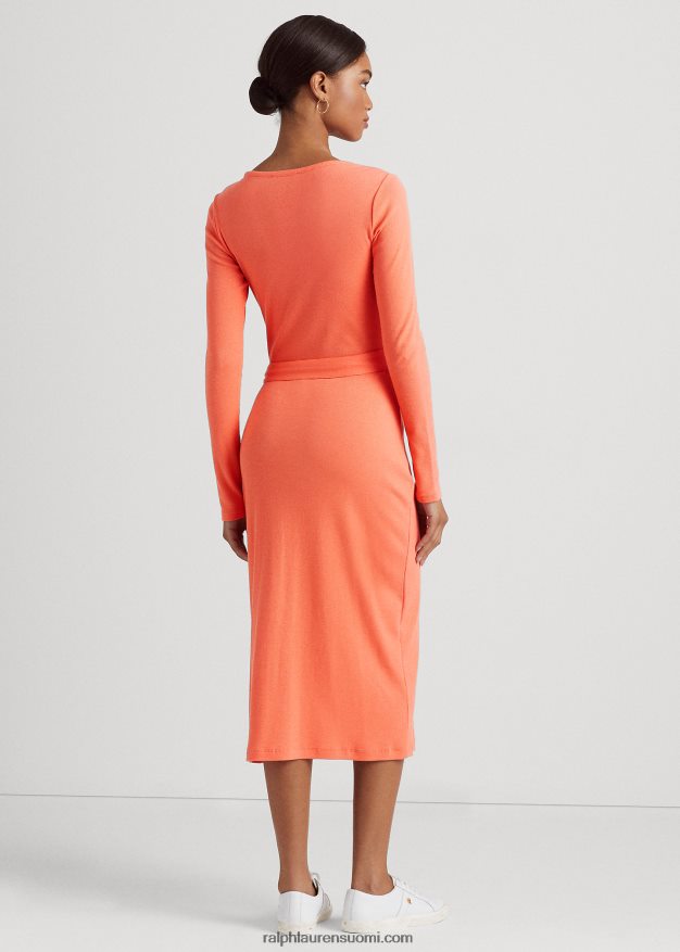Ralph Lauren naiset vyöllä resorineulottu mekko 0Z24ZR9552 sataman koralli