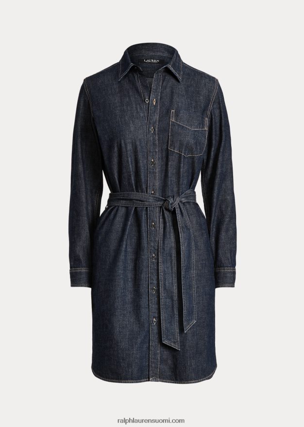 Ralph Lauren naiset vyöllinen denim paitamekko 0Z24ZR4085 puhdas huuhtelupesu
