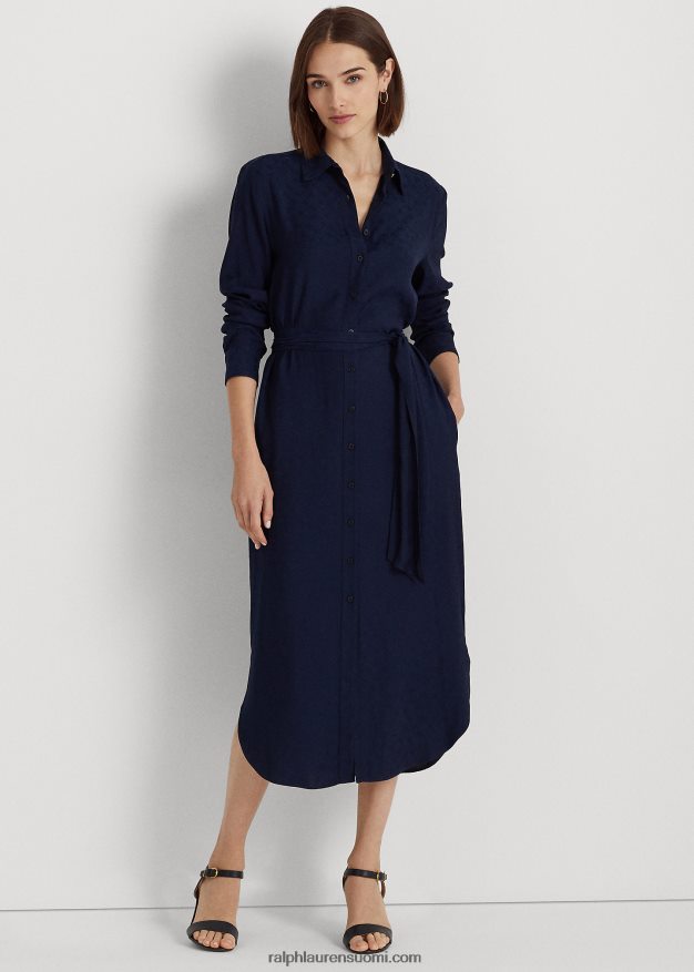Ralph Lauren naiset vyölogoinen jacquard-paitamekko 0Z24ZR4419 hienostunut laivasto