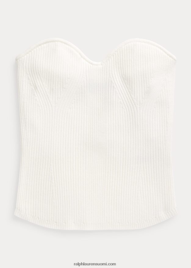 Ralph Lauren naiset joustinneulottu korsettiputkitoppi 0Z24ZR2929 pergamentti kerma