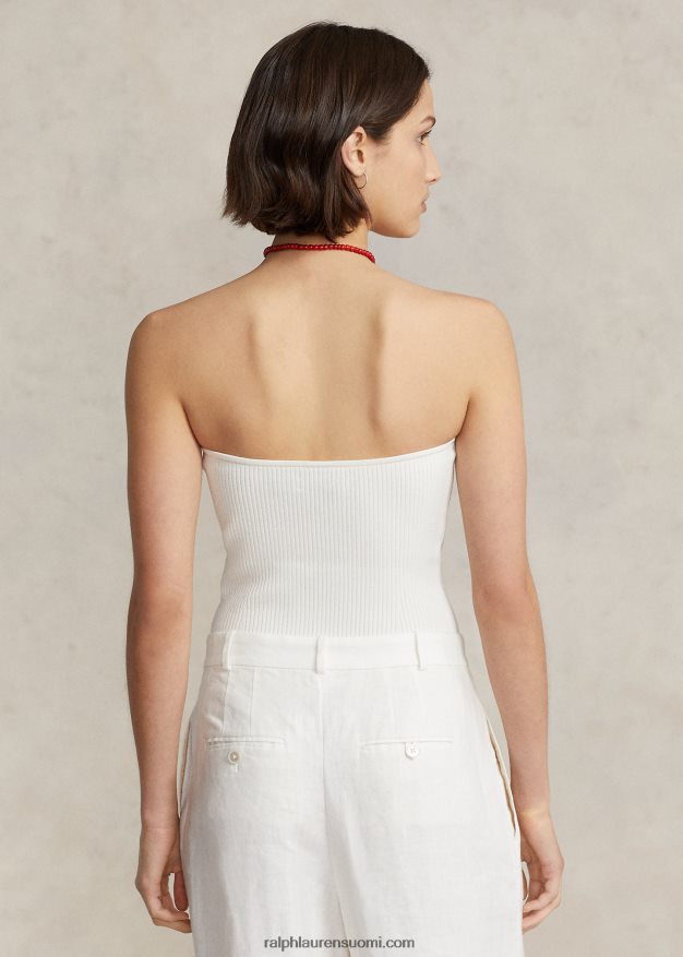 Ralph Lauren naiset joustinneulottu korsettiputkitoppi 0Z24ZR2929 pergamentti kerma