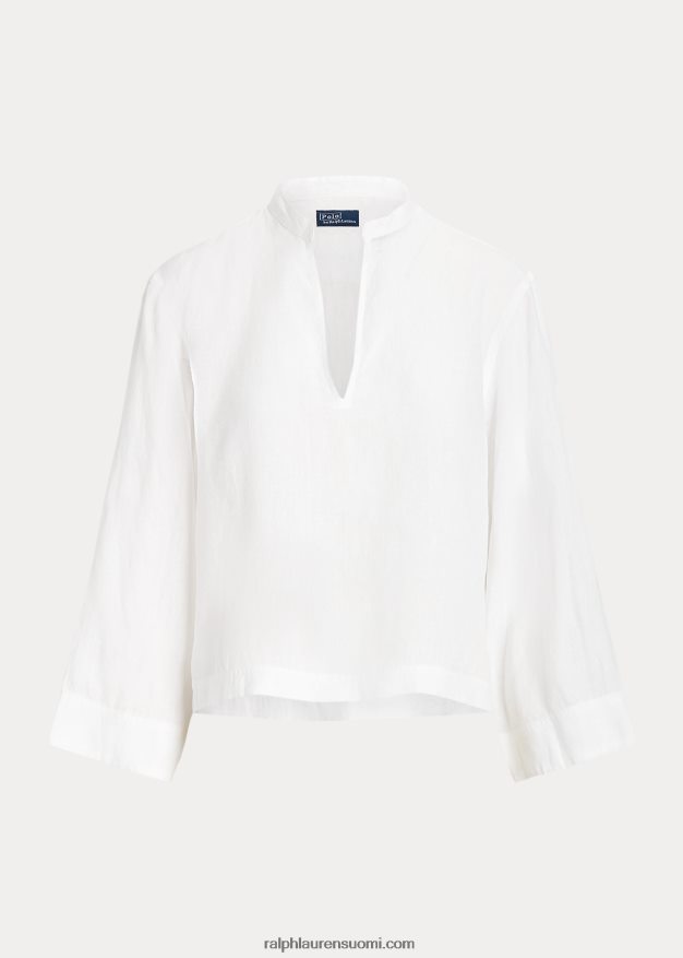 Ralph Lauren naiset leikattu rennon istuva pellavapusero 0Z24ZR3019 valkoinen