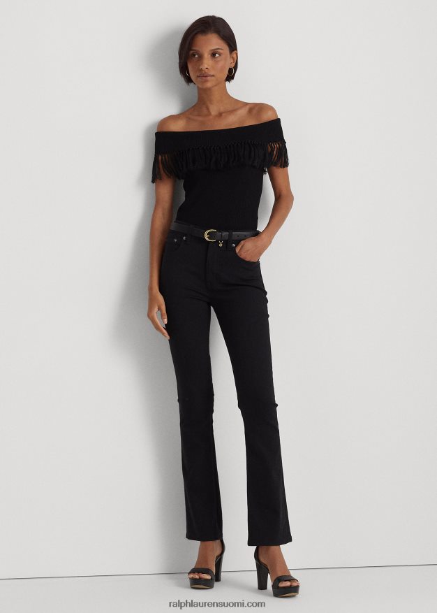 Ralph Lauren naiset olkapäältä reunustettu toppi 0Z24ZR4361 musta