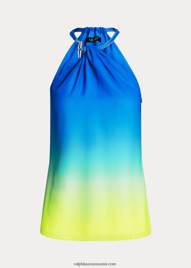 Ralph Lauren naiset ombre-printti sifonkiriimutoppi 0Z24ZR3897 sininen/vihreä/lime