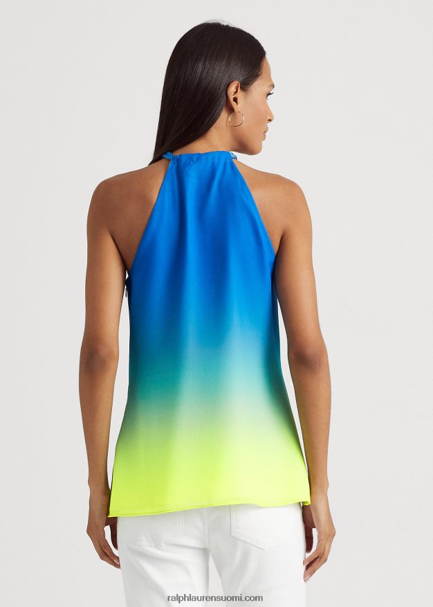 Ralph Lauren naiset ombre-printti sifonkiriimutoppi 0Z24ZR3897 sininen/vihreä/lime