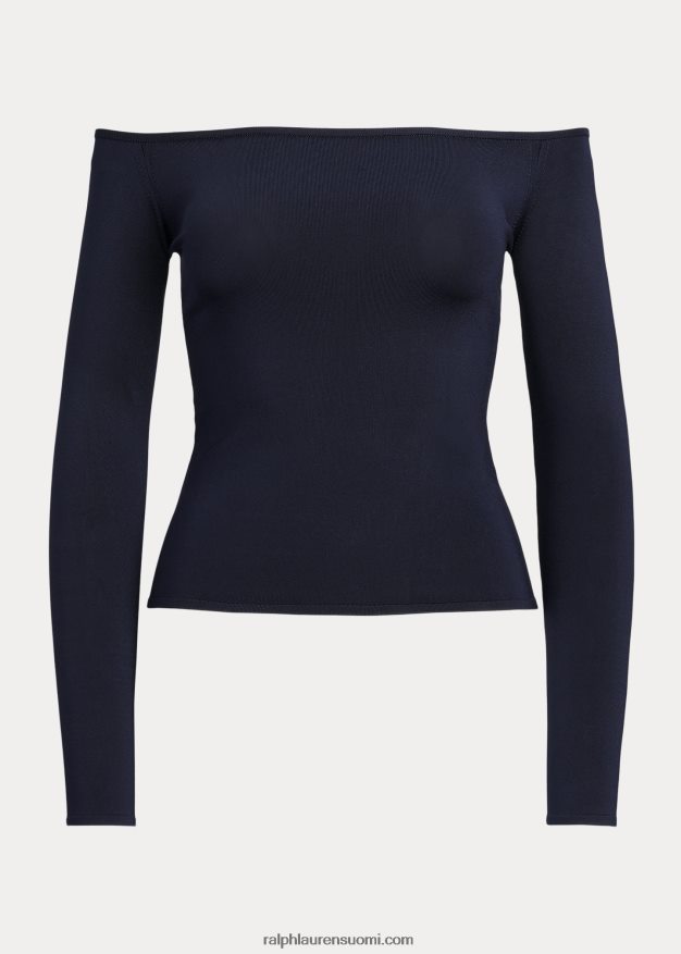 Ralph Lauren naiset Mulberry silkki off-the-shoulder villapaita 0Z24ZR3472 lux laivasto