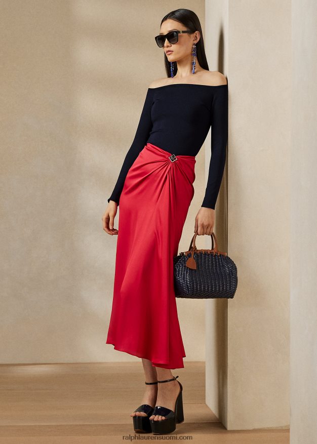 Ralph Lauren naiset Mulberry silkki off-the-shoulder villapaita 0Z24ZR3472 lux laivasto