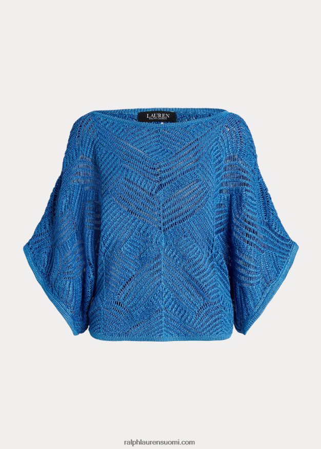 Ralph Lauren naiset Ylisuuri puuvillasekoiteverkkopusero 0Z24ZR3934 sininen merri