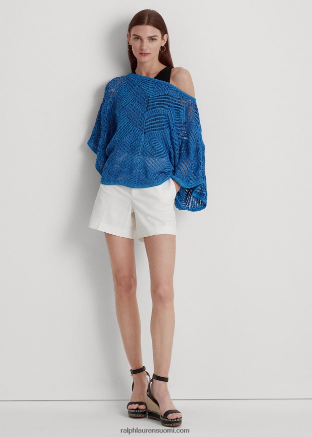Ralph Lauren naiset Ylisuuri puuvillasekoiteverkkopusero 0Z24ZR3934 sininen merri