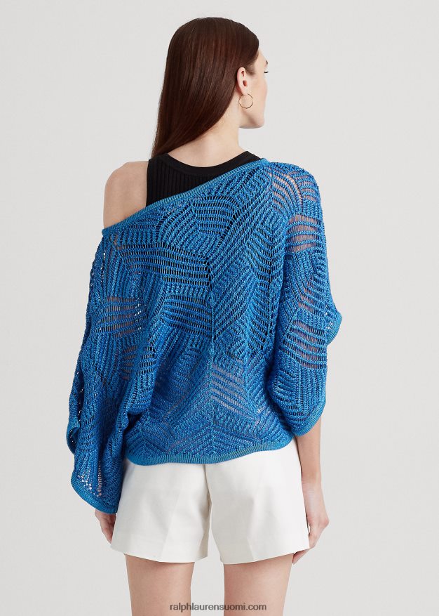 Ralph Lauren naiset Ylisuuri puuvillasekoiteverkkopusero 0Z24ZR3934 sininen merri