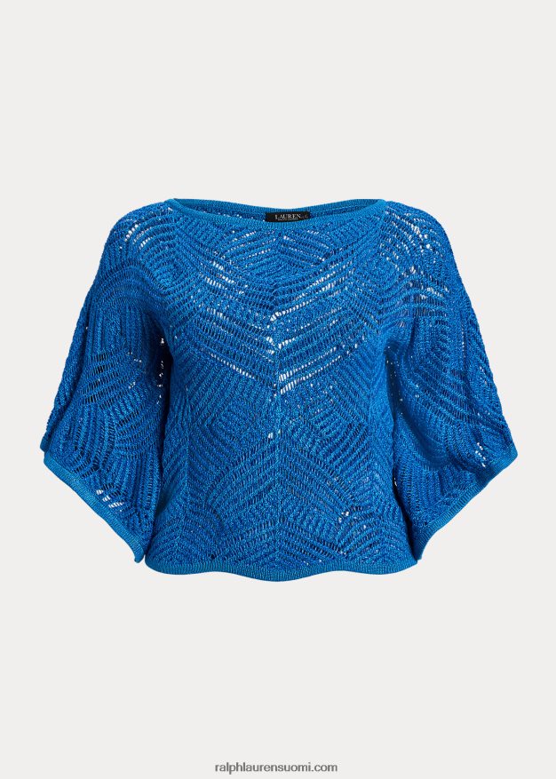 Ralph Lauren naiset Ylisuuri puuvillasekoiteverkkopusero 0Z24ZR4564 sininen merri