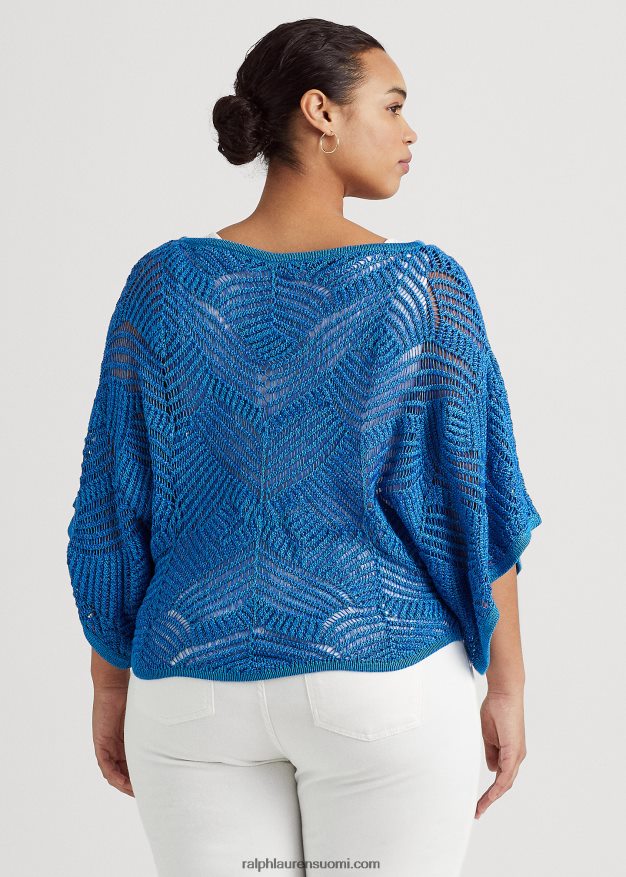 Ralph Lauren naiset Ylisuuri puuvillasekoiteverkkopusero 0Z24ZR4564 sininen merri