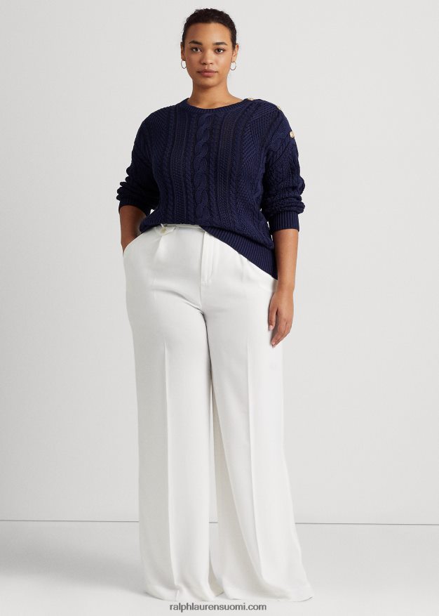 Ralph Lauren naiset aran-neulottu puuvillapusero 0Z24ZR4789 hienostunut laivasto