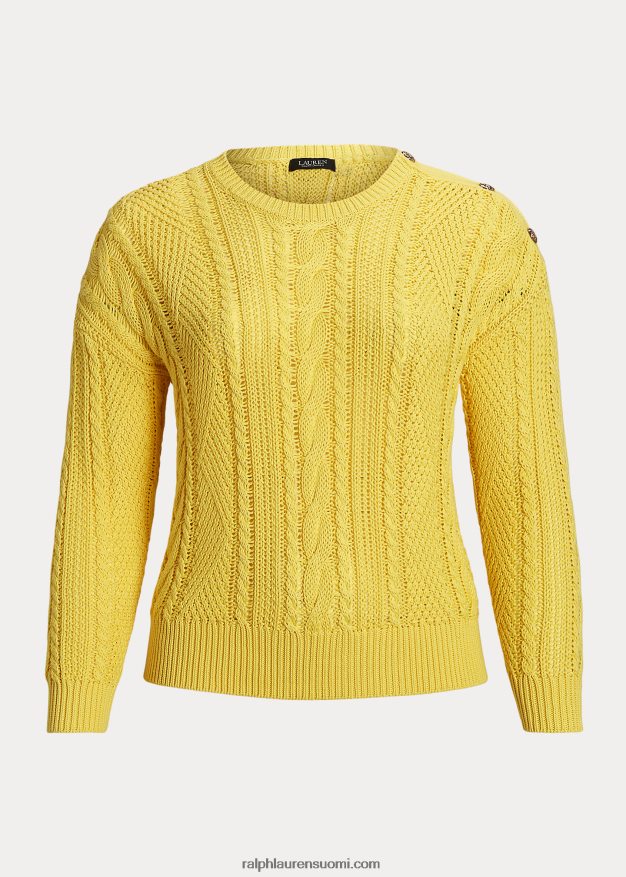 Ralph Lauren naiset aran-neulottu puuvillapusero 0Z24ZR4790 aurinkokalan keltainen