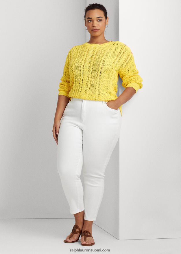 Ralph Lauren naiset aran-neulottu puuvillapusero 0Z24ZR4790 aurinkokalan keltainen