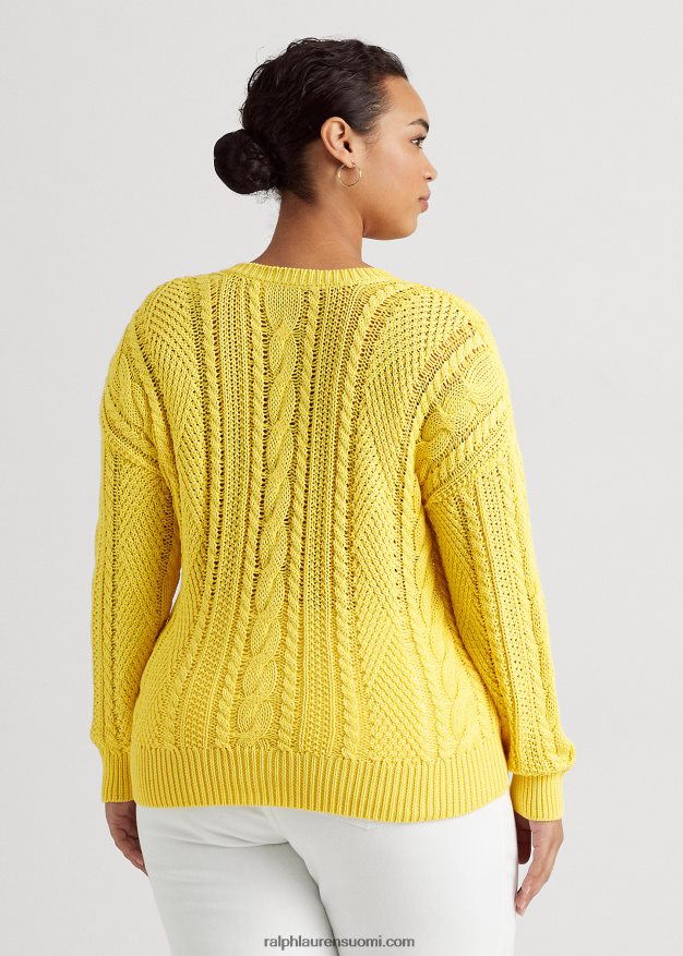 Ralph Lauren naiset aran-neulottu puuvillapusero 0Z24ZR4790 aurinkokalan keltainen