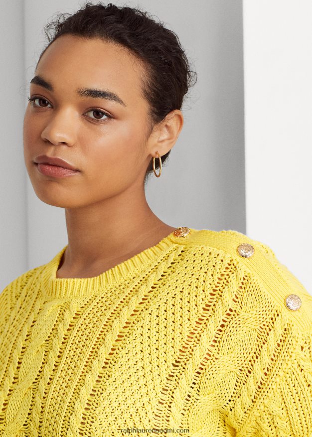 Ralph Lauren naiset aran-neulottu puuvillapusero 0Z24ZR4790 aurinkokalan keltainen