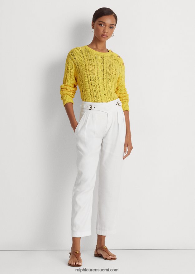 Ralph Lauren naiset aran-neulottu puuvillapusero 0Z24ZR4856 aurinkokalan keltainen