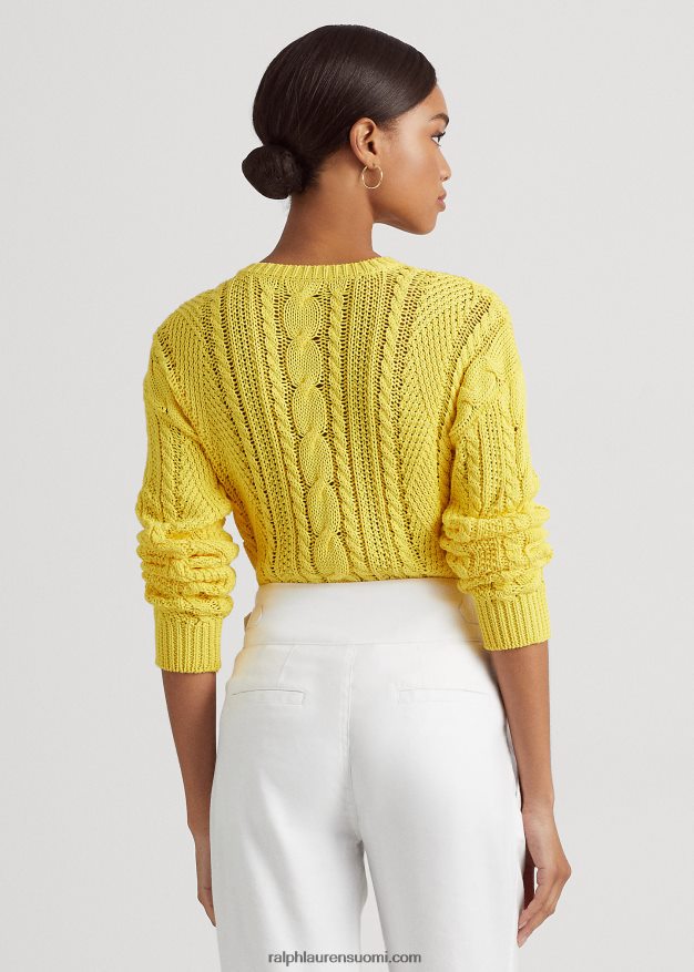 Ralph Lauren naiset aran-neulottu puuvillapusero 0Z24ZR4856 aurinkokalan keltainen