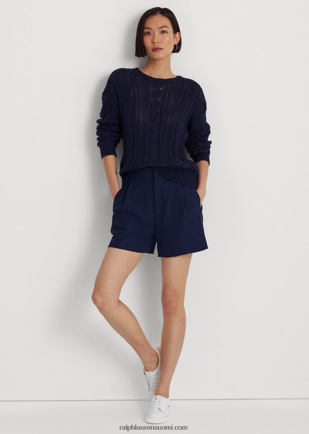 Ralph Lauren naiset aran-neulottu puuvillapusero 0Z24ZR4857 hienostunut laivasto