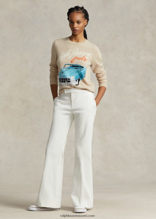 Ralph Lauren naiset auto-aiheinen kashmir-sekoitepusero 0Z24ZR3200 rusketus moni