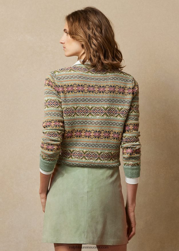 Ralph Lauren naiset fair Isle -neulepusero v-pääntiellä 0Z24ZR3557 salvia moni
