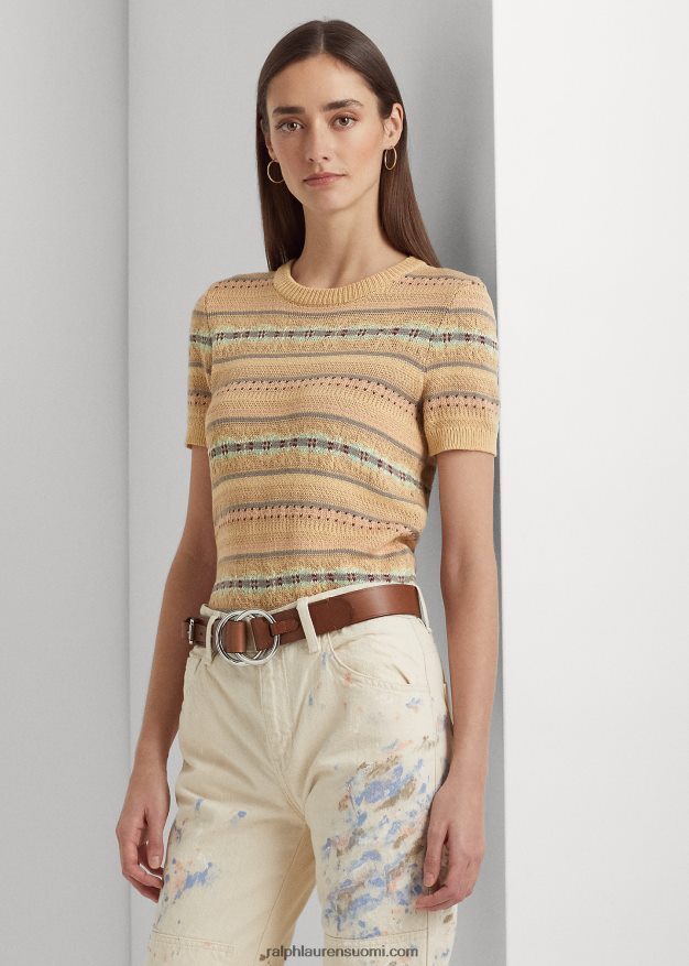 Ralph Lauren naiset fair isle lyhythihainen pusero 0Z24ZR4025 rusketus moni