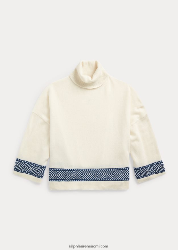 Ralph Lauren naiset geo-aiheinen kashmir villapaita 0Z24ZR3075 pergamentti kerma/laivasto