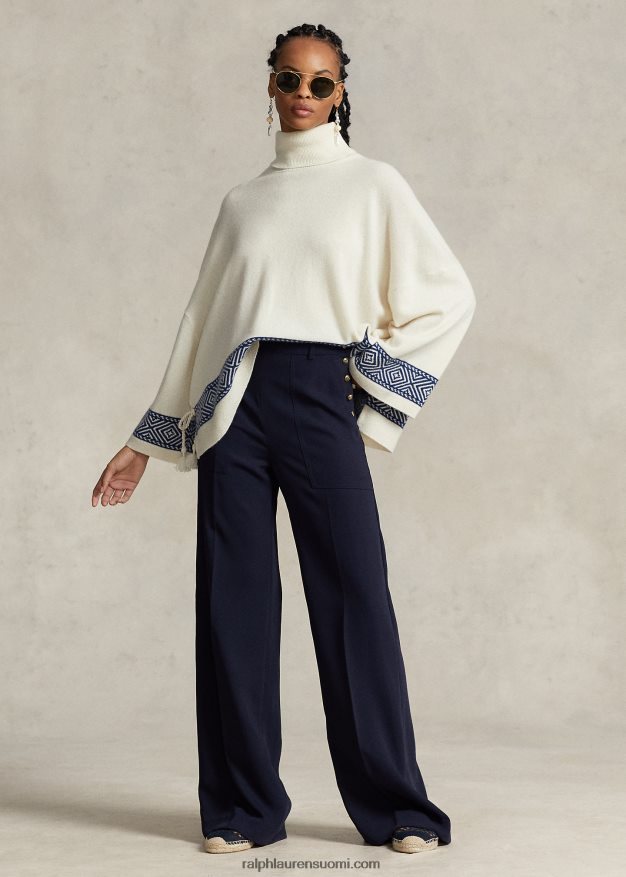 Ralph Lauren naiset geo-aiheinen kashmir villapaita 0Z24ZR3075 pergamentti kerma/laivasto