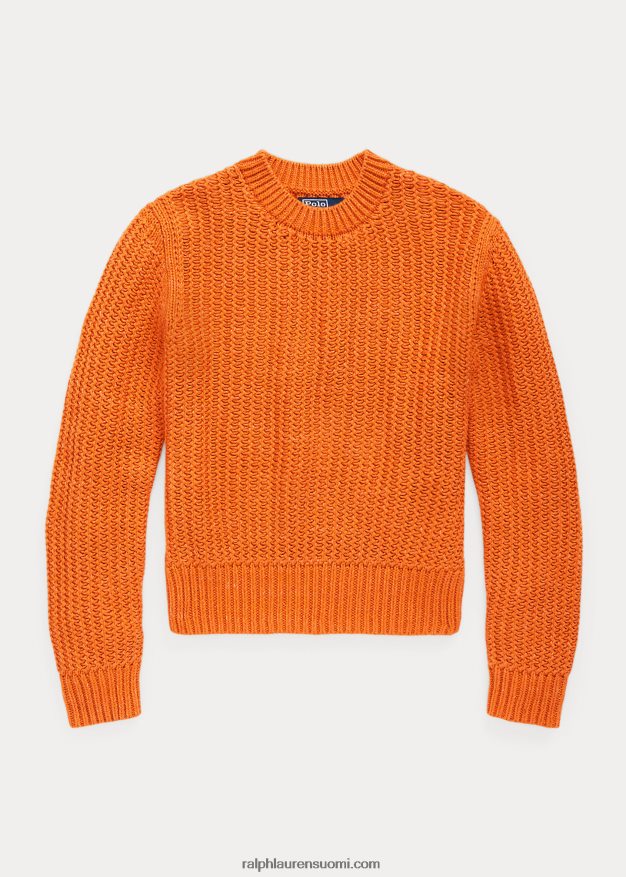 Ralph Lauren naiset harjakattoinen puuvillasekoite crewneck neule 0Z24ZR3151 oranssi mutli