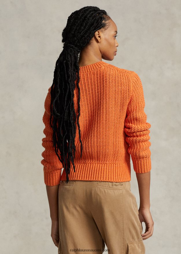 Ralph Lauren naiset harjakattoinen puuvillasekoite crewneck neule 0Z24ZR3151 oranssi mutli