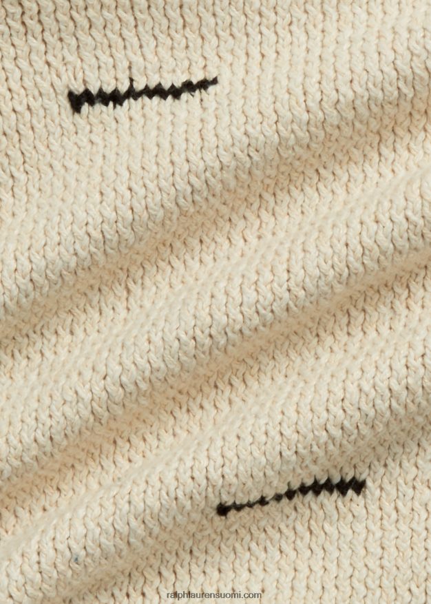 Ralph Lauren naiset käsin neulottu puuvilla-pellava neuletakki 0Z24ZR3619 kerma/musta