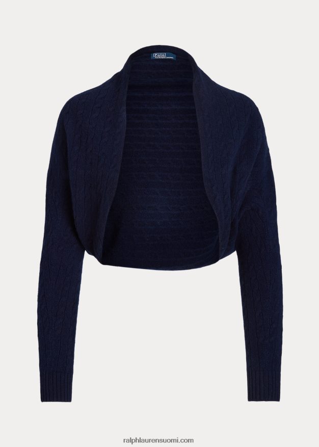 Ralph Lauren naiset kaapeli-neulottu villa-kashmir olkiaan 0Z24ZR3103 laivasto