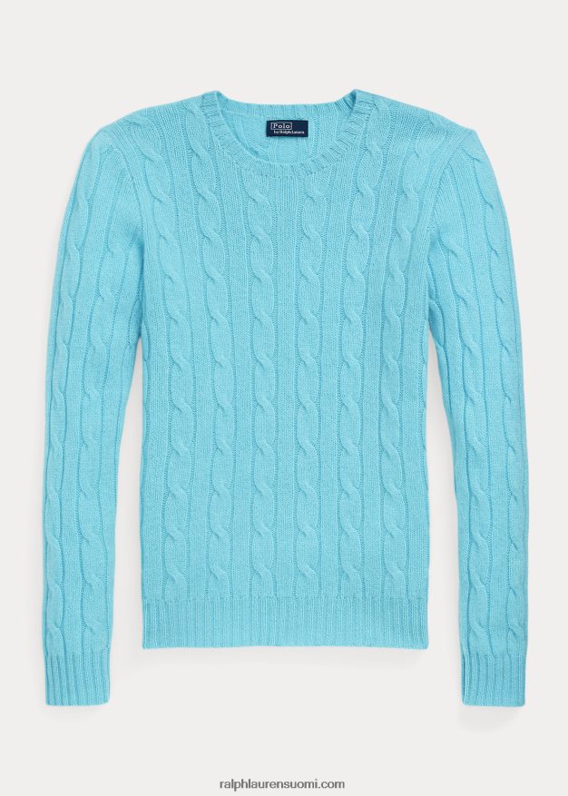 Ralph Lauren naiset kaapelineulottu kashmir villapaita 0Z24ZR9112 turkoosi nova
