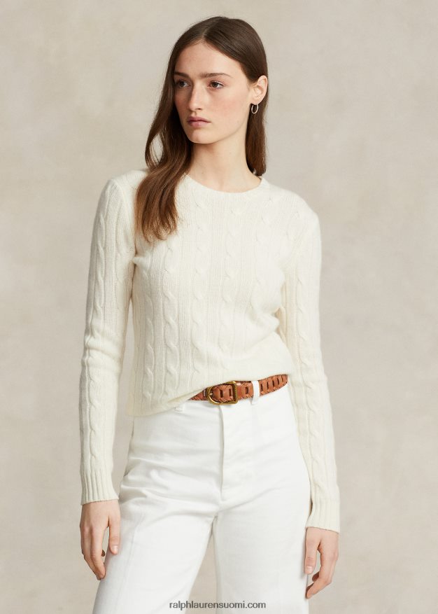 Ralph Lauren naiset kaapelineulottu kashmir villapaita 0Z24ZR9113 kerma