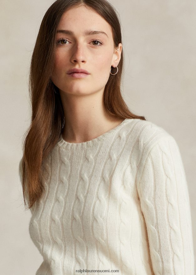 Ralph Lauren naiset kaapelineulottu kashmir villapaita 0Z24ZR9113 kerma