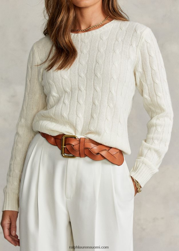 Ralph Lauren naiset kaapelineulottu kashmir villapaita 0Z24ZR9113 kerma