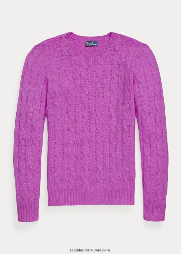 Ralph Lauren naiset kaapelineulottu kashmir villapaita 0Z24ZR9114 vinca pinkki