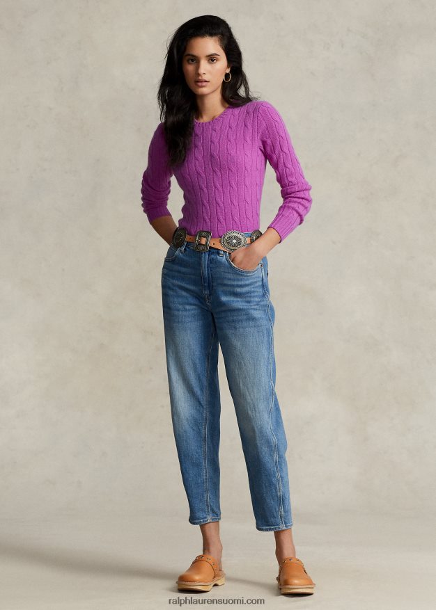 Ralph Lauren naiset kaapelineulottu kashmir villapaita 0Z24ZR9114 vinca pinkki