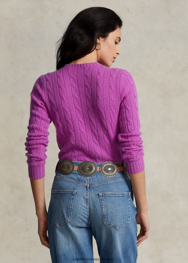 Ralph Lauren naiset kaapelineulottu kashmir villapaita 0Z24ZR9114 vinca pinkki