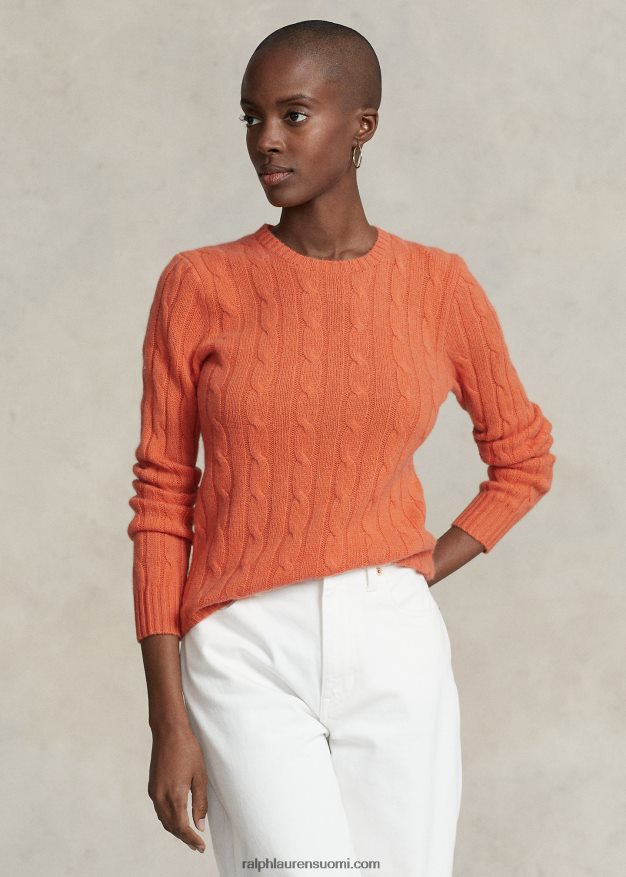 Ralph Lauren naiset kaapelineulottu kashmir villapaita 0Z24ZR9115 auringonlaskun taivas