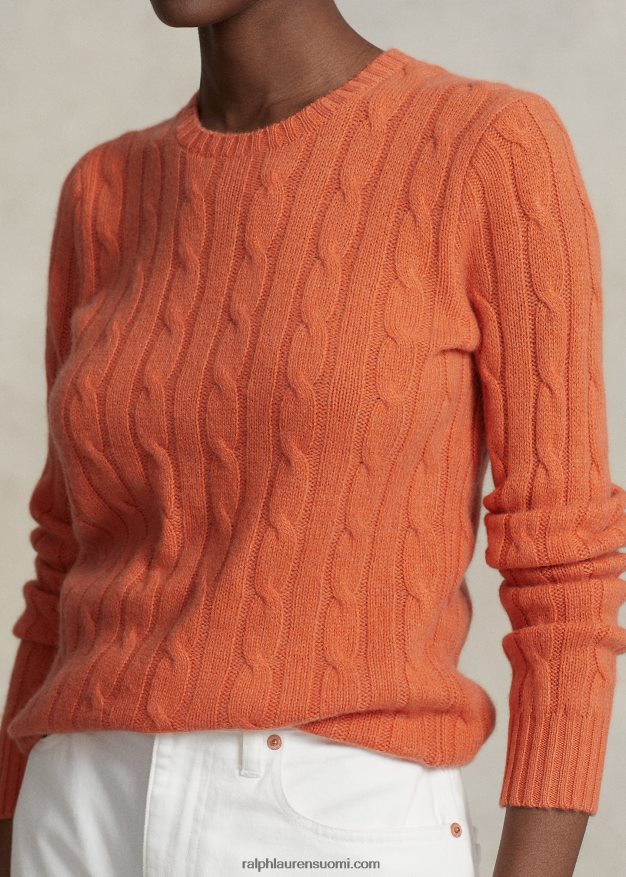 Ralph Lauren naiset kaapelineulottu kashmir villapaita 0Z24ZR9115 auringonlaskun taivas