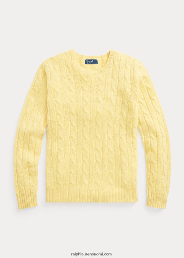 Ralph Lauren naiset kaapelineulottu kashmir villapaita 0Z24ZR9116 syksy keltainen