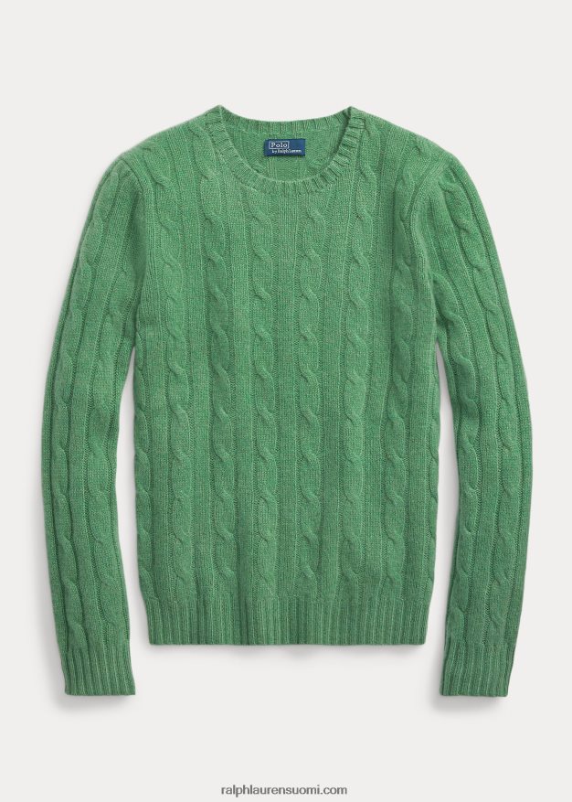 Ralph Lauren naiset kaapelineulottu kashmir villapaita 0Z24ZR9117 väylän vihreä
