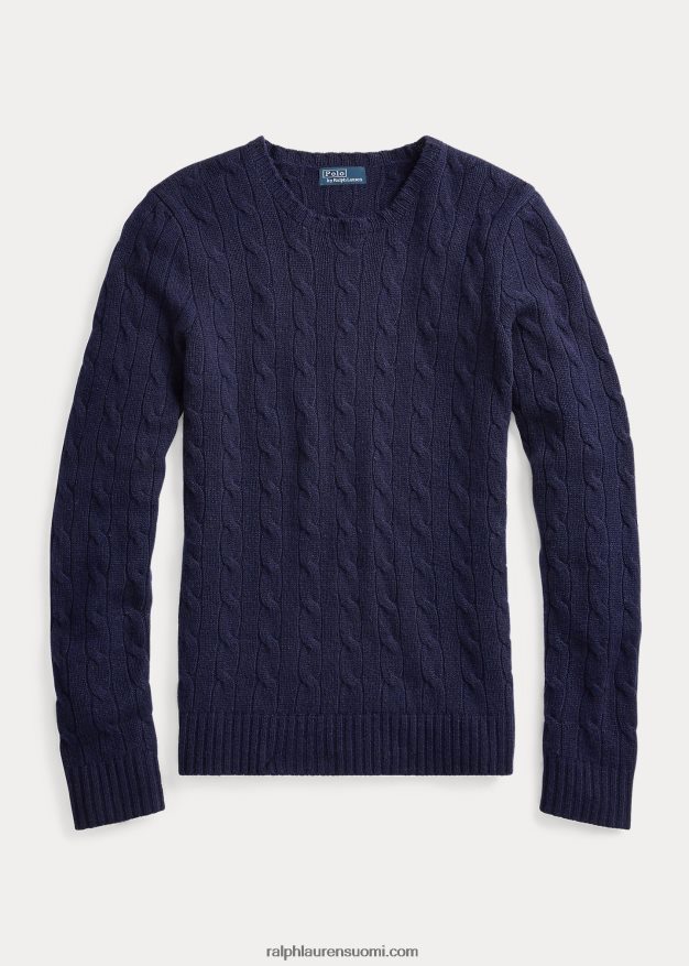 Ralph Lauren naiset kaapelineulottu kashmir villapaita 0Z24ZR9118 metsästäjä laivasto