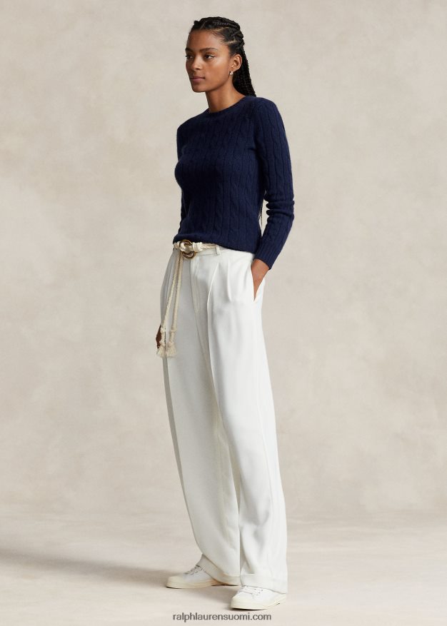 Ralph Lauren naiset kaapelineulottu kashmir villapaita 0Z24ZR9118 metsästäjä laivasto