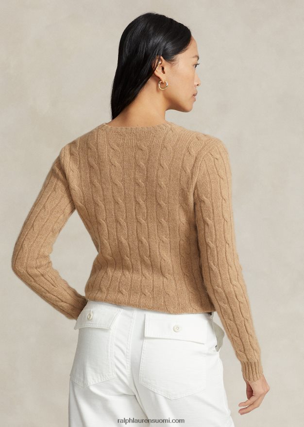Ralph Lauren naiset kaapelineulottu kashmir villapaita 0Z24ZR9120 kokoelma kameli melange