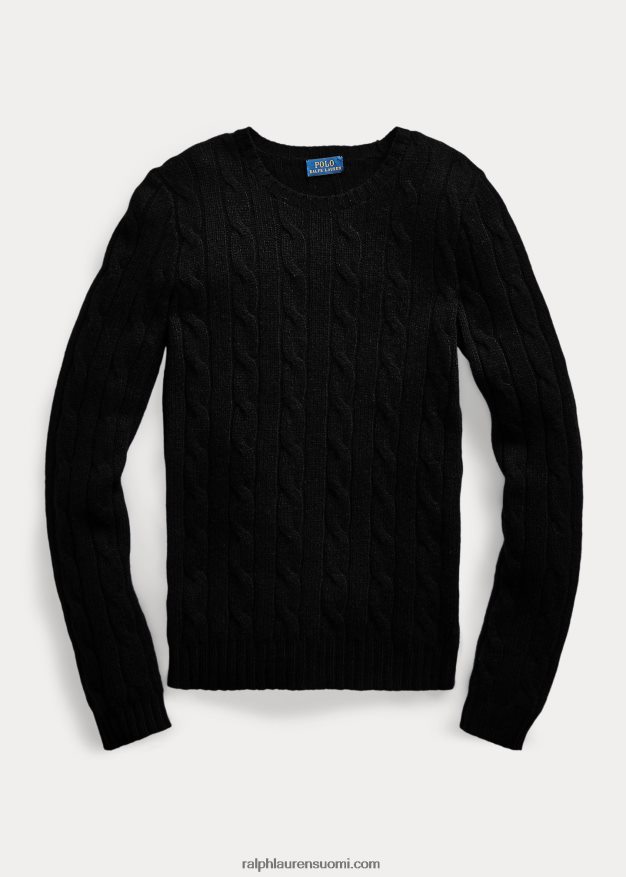 Ralph Lauren naiset kaapelineulottu kashmir villapaita 0Z24ZR9122 musta