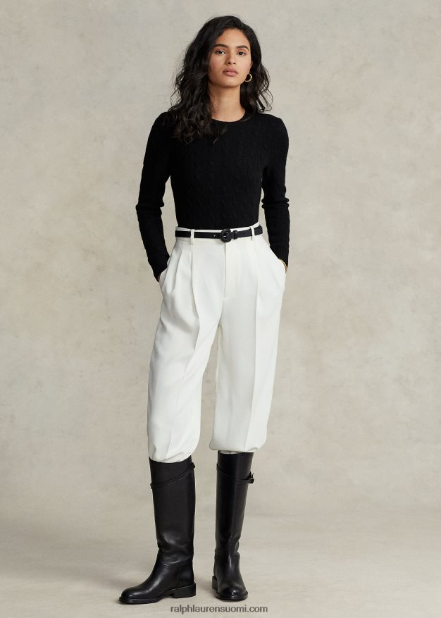 Ralph Lauren naiset kaapelineulottu kashmir villapaita 0Z24ZR9122 musta