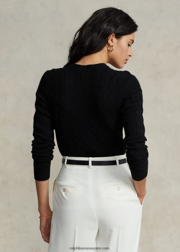 Ralph Lauren naiset kaapelineulottu kashmir villapaita 0Z24ZR9122 musta